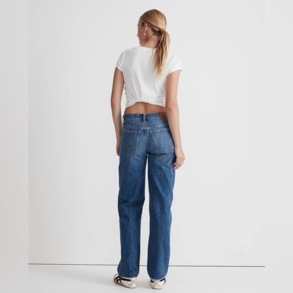 Madewell Low-Slung Straight Leg Jeans Size 28 Button Fly 100% Cotton - Picture 2 of 15